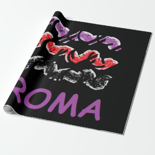 Lila rotes Schwarz mit Text Top Mode funky Geschenkpapier