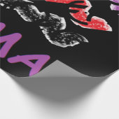 Lila rotes Schwarz mit Text Top Mode funky Geschenkpapier (Ecke)