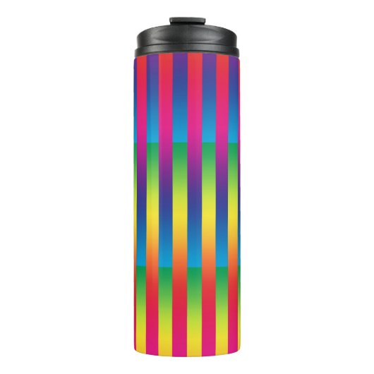 Lila rotes Streifenmuster Thermosbecher (Vorderseite)