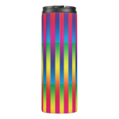 Lila rotes Streifenmuster Thermosbecher (Rückseite)