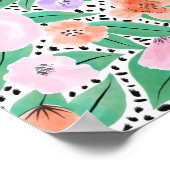 Lila Rotfloralpolka Dots Wasserfarbmuster Poster (Ecke)