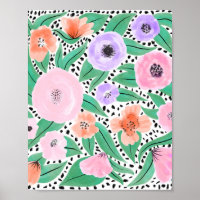 Lila Rotfloralpolka Dots Wasserfarbmuster