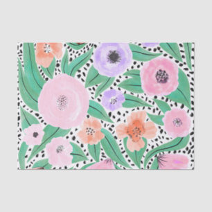 Lila Rotfloralpolka Dots Wasserfarbmuster Seidenpapier