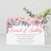 Lila rötlich-rosa Blumenbrunch mit Bläschen Einladung (Stehend Vorderseite)