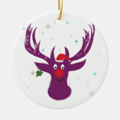 Lila Rotwild-Weihnachtsneues Jahr-Kreis-Verzierung Keramik Ornament (Vorne)