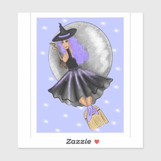 Lila Rotzunge auf einem Broomsticker Aufkleber (Blatt)