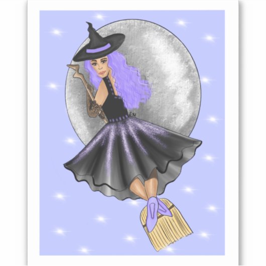 Lila Rotzunge auf einem Broomsticker Aufkleber (Vorderseite)