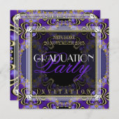 Lila Royal Art Deco Graduation Party - Einladungen (Vorne/Hinten)