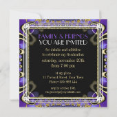 Lila Royal Art Deco Graduation Party - Einladungen (Rückseite)