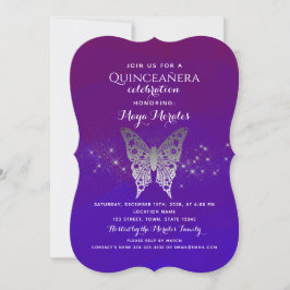 Lila Royal Blue Quinceanera Einladung