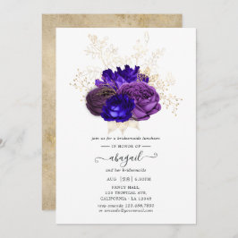 Lila, Royal Blue und Gold Bridesmaids Luncheon Einladung