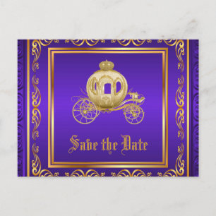 Lila Royal Carriage Save the Date Ankündigungspostkarte