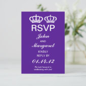 Lila Royal Couple RSVP-Karte RSVP Karte (Stehend Vorderseite)