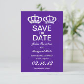 Lila Royal Couple Save the Date (Stehend Vorderseite)