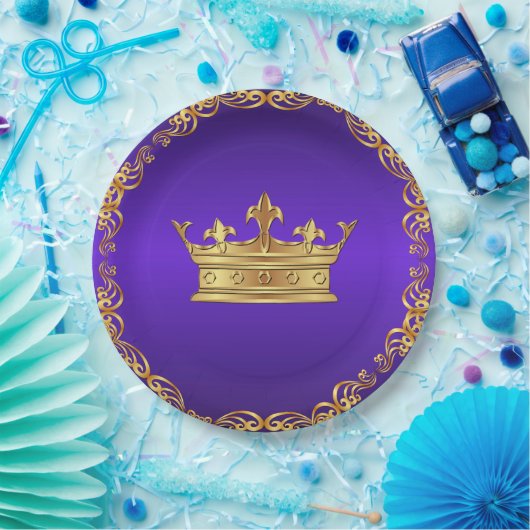 Lila Royal Crown Pappteller (Party)
