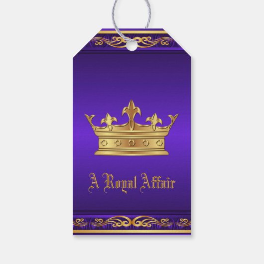 Lila Royal Crown Party Geschenkanhänger (Rückseite)