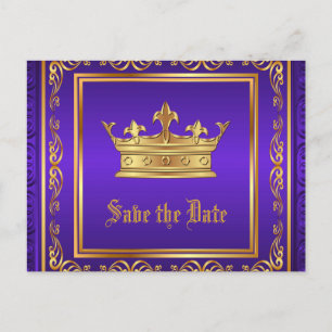 Lila Royal Crown Save the Date Ankündigungspostkarte