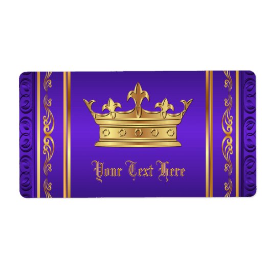 Lila Royal Crown Water Bottle Labels (Vorne)
