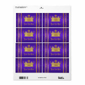 Lila Royal Crown Water Bottle Labels (Vorne)
