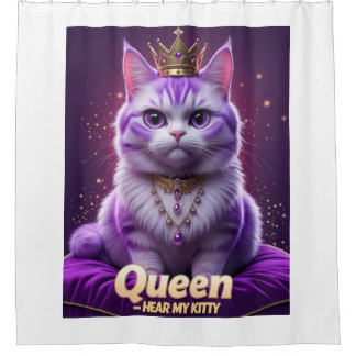Lila Royal Kitty – Königin, hör mein Kitty-Schnurr Duschvorhang
