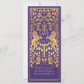 Lila Royal Lion Mittelalterliche Hochzeit Einladung (Vorderseite)