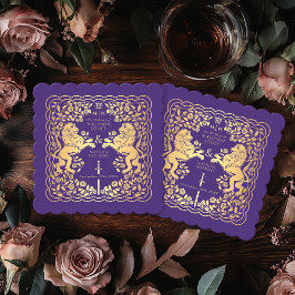 Lila Royal Lion Mittelalterliche Hochzeit Untersetzer