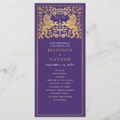 Lila Royal Lion Mittelalterliches Hochzeitsprogram Programm (Vorderseite)