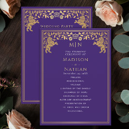 Lila Royal Lion Mittelalterliches Hochzeitsprogram Programm