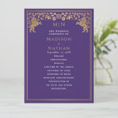 Lila Royal Lion Mittelalterliches Hochzeitsprogram Programm (Stehend Vorderseite)