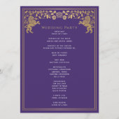 Lila Royal Lion Mittelalterliches Hochzeitsprogram Programm (Rückseite)
