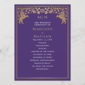 Lila Royal Lion Mittelalterliches Hochzeitsprogram Programm (Vorderseite)