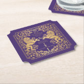 Lila Royal Lion Mittelalterliches Hochzeitsticket Untersetzer (angewinkelt)