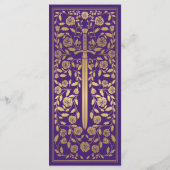 Lila Royal Medieval Sword Hochzeitsmenü Menükarte (Rückseite)