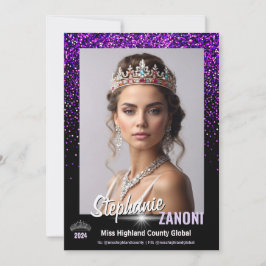 Lila Royale Pageant Autogrammkarte | QR-Code Einladung