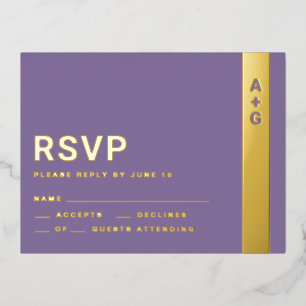 Lila RSVP-Karte Folie Einladungspostkarte