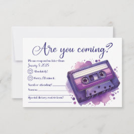 Lila RSVP-Karte für das Kassettenband RSVP Karte