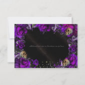 Lila RSVP-Karte für Rose und Skulls RSVP Karte (Rückseite)
