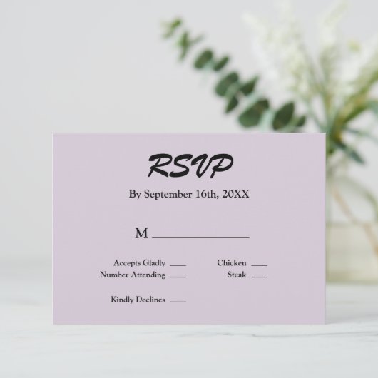 Lila RSVP-Karte RSVP Karte (Stehend Vorderseite)