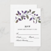 Lila RSVP-Karten für das Hochzeitwasser RSVP Karte (Vorne/Hinten)