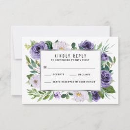 Lila RSVP-Karten für Hochzeiten von Flora und Faun RSVP Karte