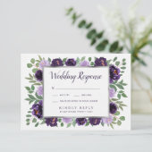 Lila RSVP-Karten für Hochzeiten von Silberflorwass RSVP Karte (Stehend Vorderseite)