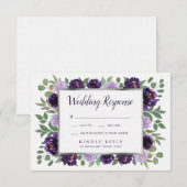 Lila RSVP-Karten für Hochzeiten von Silberflorwass RSVP Karte (Vorne/Hinten)