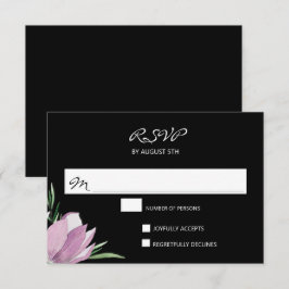 Lila RSVP-Karten mit schwarzer Farbe RSVP Karte