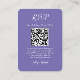 Lila RSVP QR-Code für kleine vertikale Hochzeiten Begleitkarte