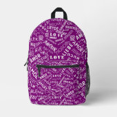 Lila Rucksack mit mehrsprachiger Liebe (Vorderseite)