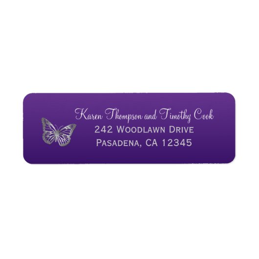 Lila Rücksendeadresse für Silberschmetterlinge (Vorne)