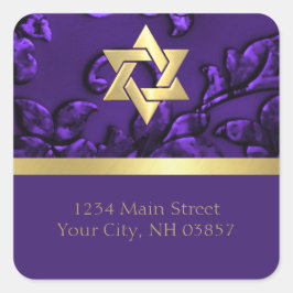 Lila Rücksendeadresse mit beliebiger Farbe Quadratischer Aufkleber