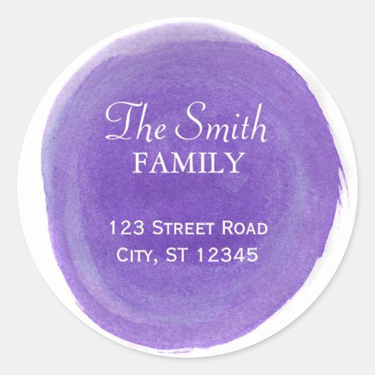 Lila Rücksendeadresse Runder Aufkleber (Vorderseite)