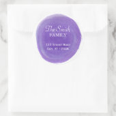 Lila Rücksendeadresse Runder Aufkleber (Tasche)