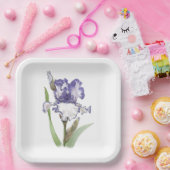 Lila Ruffled Iris Botanische Kunst Pappteller (Party)